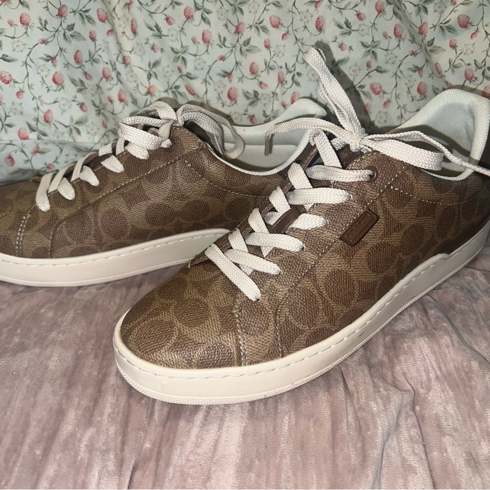 Brown Monogram Coach Sneakers with Laces Like New Worn Only Once - Picture 3 of 14